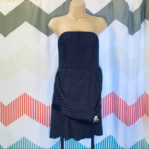 Nikibiki Navy Polka Dot Halter Dress Small • Keyhole Back - Picture 5 of 8